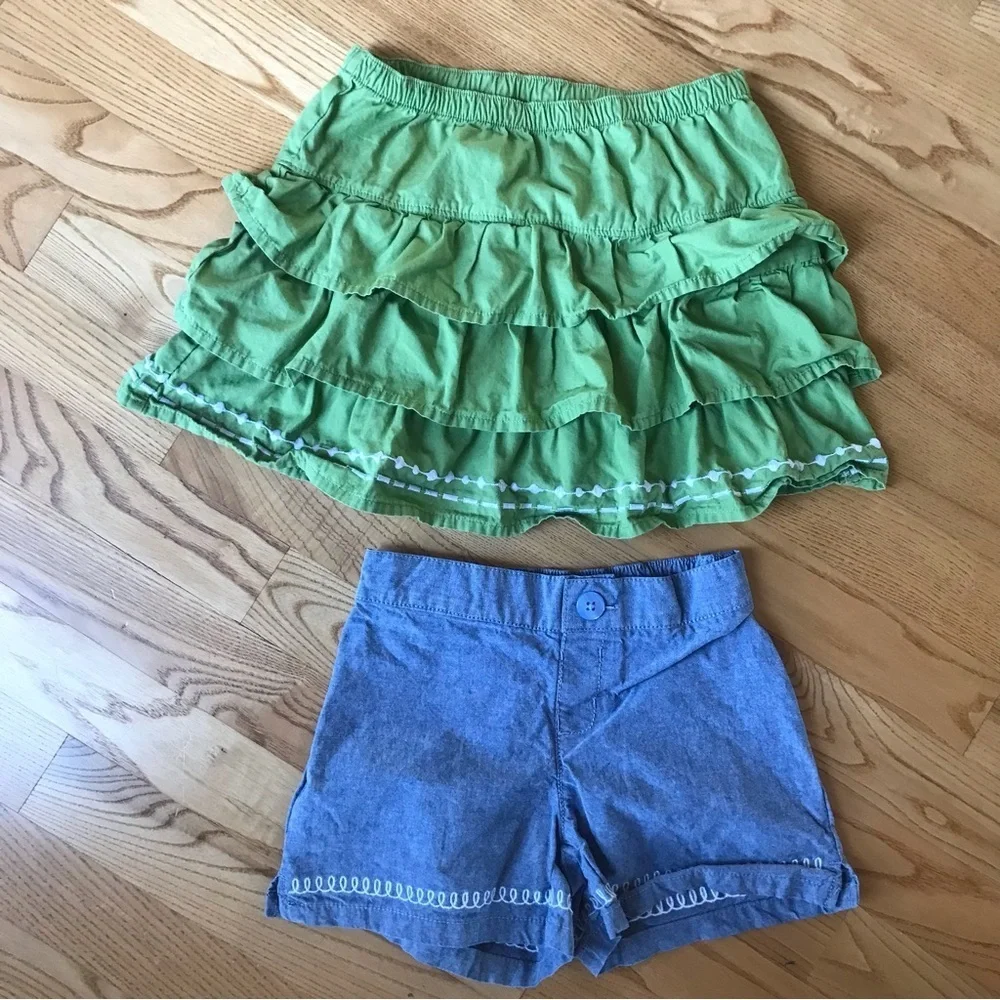 Gymboree Embroidered skirt shorts girls size 6 blue green edge summer clothes